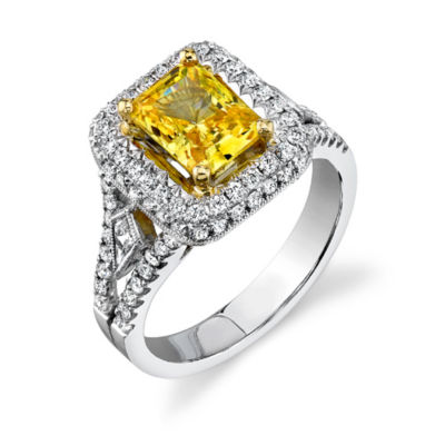 Simon G Emerald Cut Yellow Diamond Ring