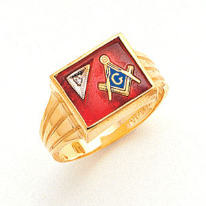 Rectangular 10K Masonic 3rd Degree Blue Lodge Ring