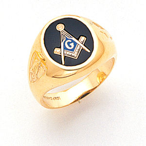 10K 3rd Degree Masonic Blue Lodge Ring with Side Emblem
