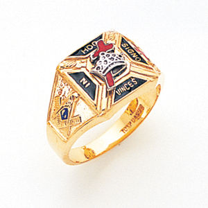 York Rite Solid Back Masonic Ring in 10K Gold
