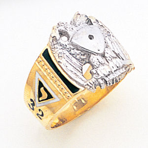 10K Partial Solid Back Scottish Rite Masonic Ring