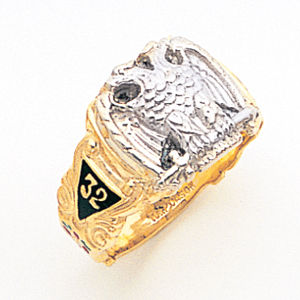 Open Back Two-Tone Gold Scottish Rite Masonic Ring 10K