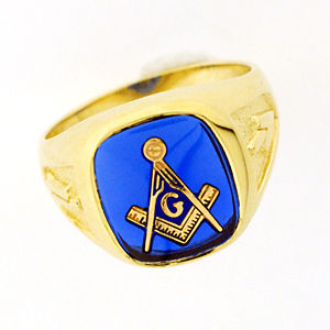 10Kt Masonic Blue Lodge Ring with Side Emblems