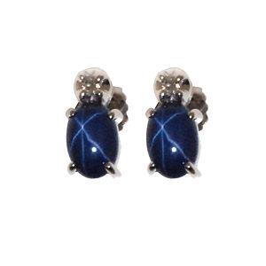 Star Sapphire and Diamond Earrings