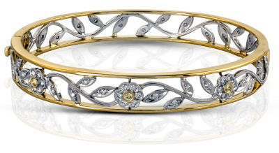 Simon G. Floral Design Diamond Bangle Bracelet
