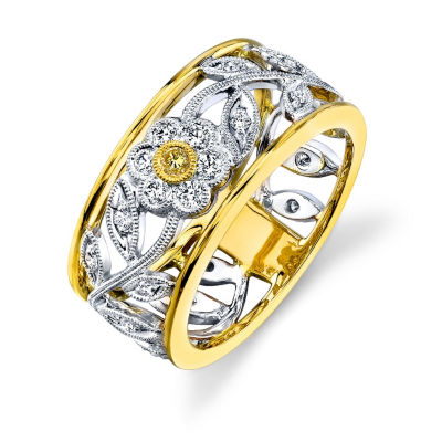 Flower Design Diamond Band by Simon G.