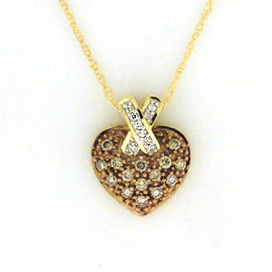 Elegant Two-tone Gold Diamond Heart Pendant