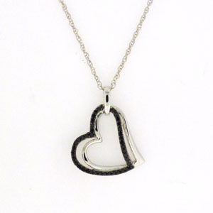 Elegant Dual Heart Treated Black Diamond Pendant