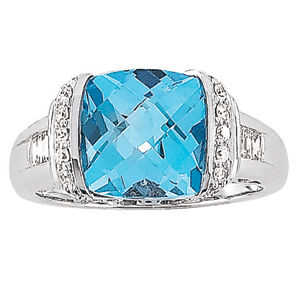 Lovely Blue Topaz Diamond Ring
