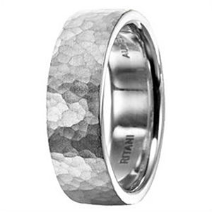Stylish Hammered Finish Mens Wedding Band by Ritani