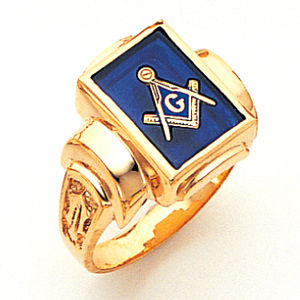 Solid Back Blue Lodge Masonic Ring in 10K Gold