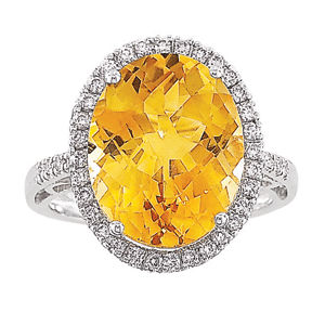 Elegant Citrine Diamond Ring