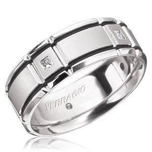 Verragio Mens Wedding Band Princess Cut Diamond