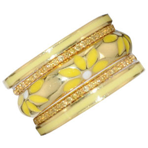 Hidalgo 18 Karat Gold and Enamel Daisy Ring