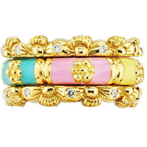 Stunning Pastel 18K Gold and Enamel Ring by Hidalgo