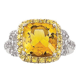 Alluring Citrine and Sapphire Diamond Ring