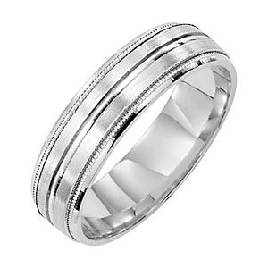 Comfort Fit Mens 6mm White Gold Wedding Band