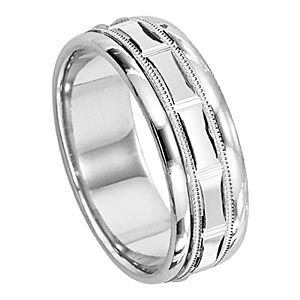 Lieberfarb 14k White Gold Mens Wedding Band