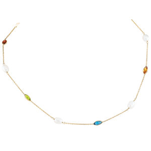 Stone Necklace with Pearls