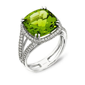 Gorgeous Peridot and Diamond Simon G Ring