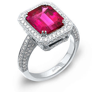 Elegant Rubilite and Diamond Ring by Simon G
