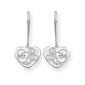 14k White Gold Mickey Mouse Dangle Earrings