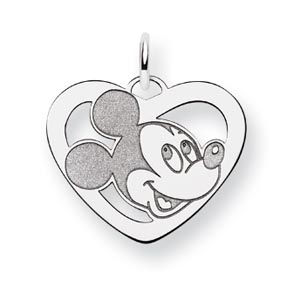 14k White Gold Disney Mickey Heart Charm