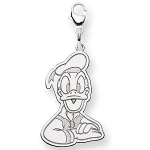 14k White Gold Disney Donald Duck Lobster Clasp Charm