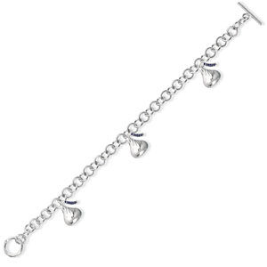 Three Hershey Kiss Silver Bracelet