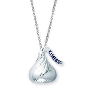Lovely Large Hershey Kiss Silver Necklace