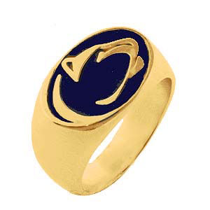 Yellow Gold and Blue Enamel Gents Nittany Lion Ring