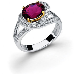 Simon G. Designer Rubelite and Diamond Ring