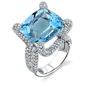 Elegant Aquamarine and Diamond Ring by Simon G.