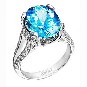 Breathtaking Simon G. Aquamarine and Diamond Ring