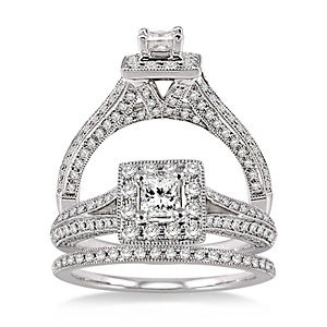 Gorgeous Princess Cut Diamond Wedding Set