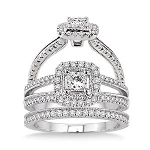 Spectacular 7/8 Carat Diamond Wedding Set