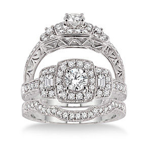 Elegant 7/8 Carat Diamond Wedding Set
