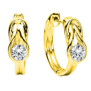 Everlon 10K Yellow Gold and Diamond Knot Earrings