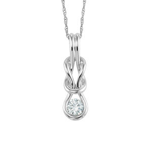 Fabulous Sterling Silver Everlon Diamond Knot Pendant
