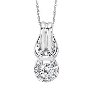 Everlon Diamond Knot Necklace in 14k White Gold