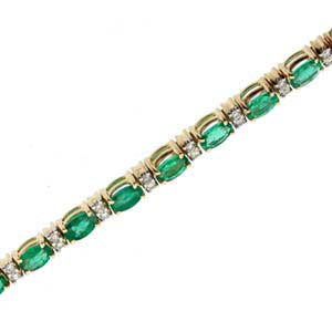 Marvelous Oval Emerald and Diamond Bracelet