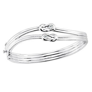 Elegant Everlon 2 Knot Diamond Bracelet 14k White Gold