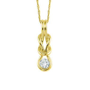Everlon Diamond Knot Pendant 14k Yellow Gold