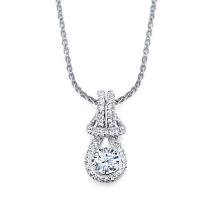 Everlon Diamond Knot Necklace in 14k White Gold