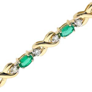 Elegant Oval Emerald and Diamond Bracelet