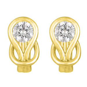 Beautiful Everlon Diamond Knot Earrings 14k Yellow Gold
