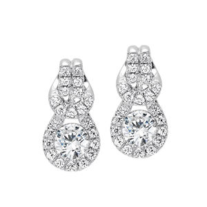 Everlon Diamond Knot Earrings in 14k White Gold