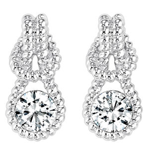 Beautiful Everlon Diamond Knot Earrings Sterling Silver