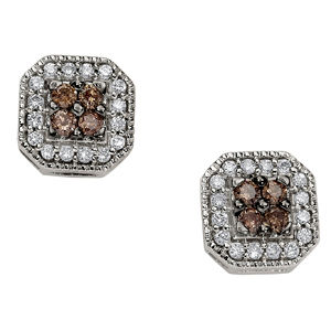 Stunning Brown Diamond Cluster Earrings
