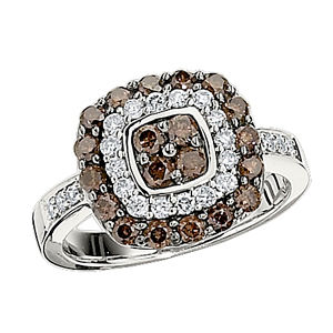 Lovely Brown Diamond Ring with White Diamond Accents